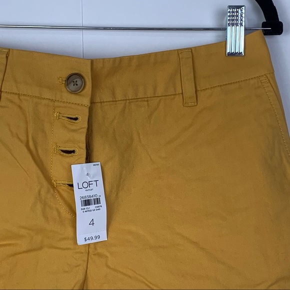 Loft NWT Size 4 Button-Up Yellow Shorts - Picture 3 of 3